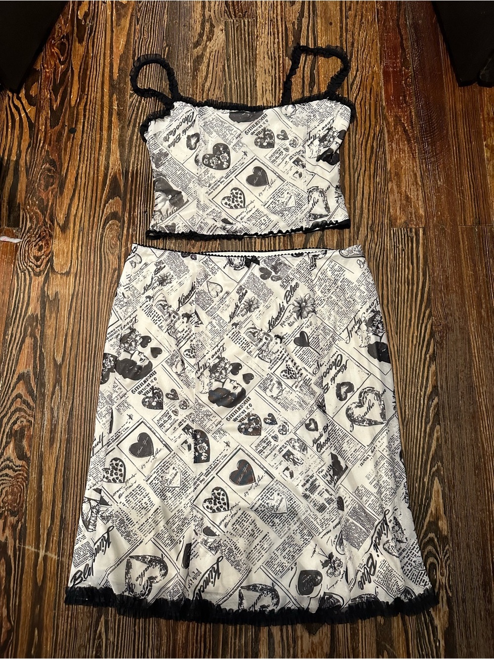 URBAN OUTFITTERS NEWSPAPER SET Black & White Newspaper Print Two-Piece Set